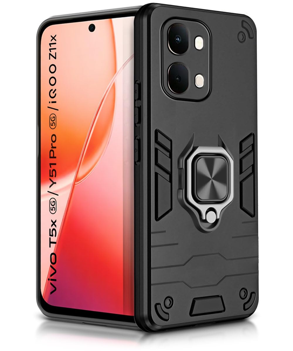 For iQOO Z11x Back Cover Case Hybrid Armor |Ring Holder Kickstand