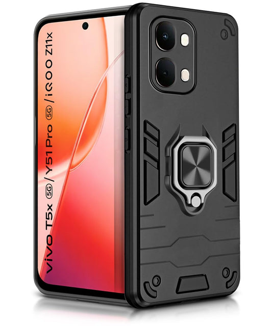 For iQOO Z11x Back Cover Case Hybrid Armor |Ring Holder Kickstand