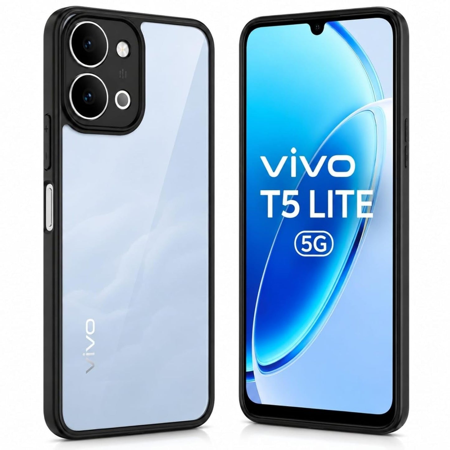 Vivo T5 Lite 5G Back Cover (Black Bumper)