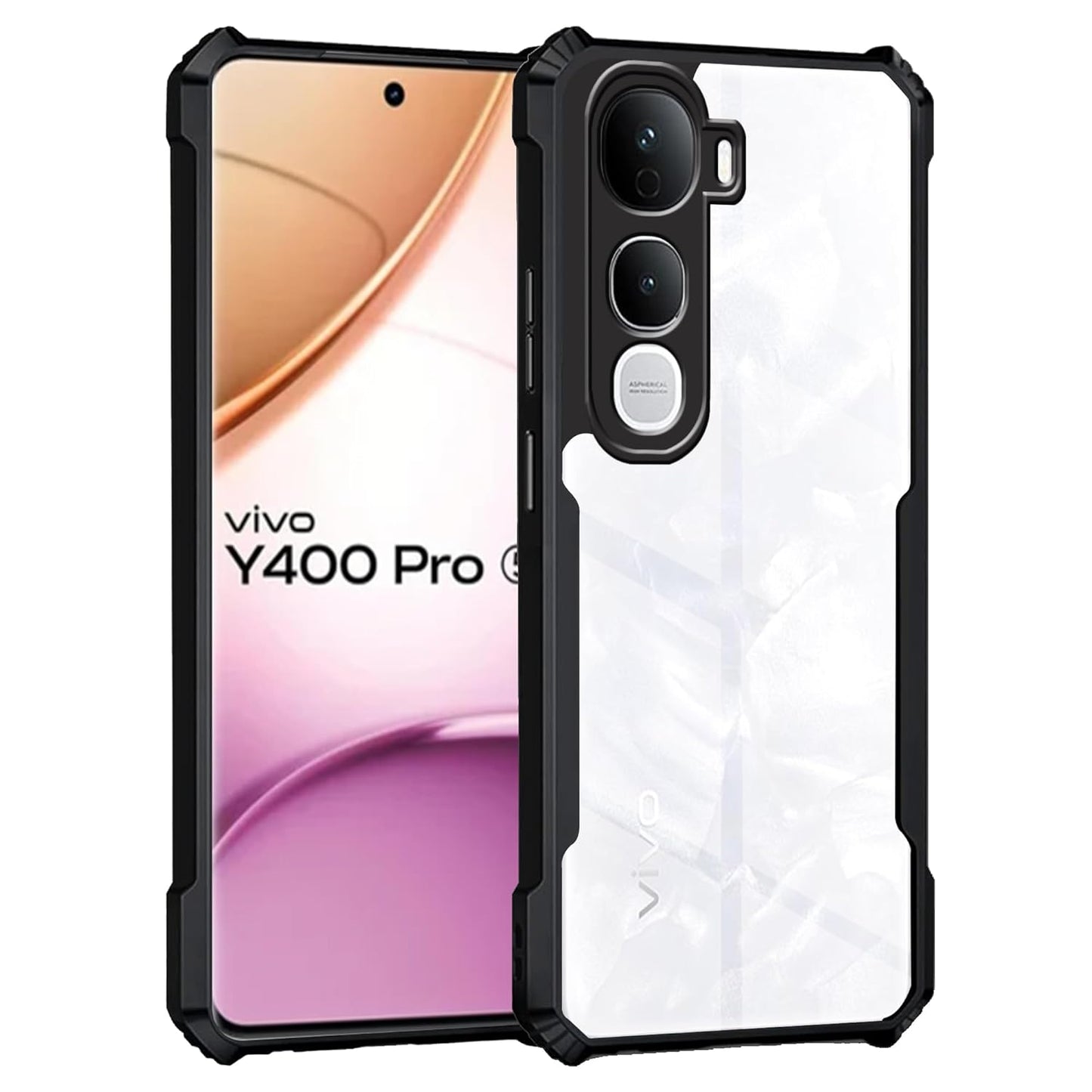 Vivo Y400 Pro 5G Back Cover (Black Bumper)
