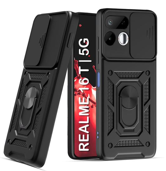 For Realme 16T Back Cover Case Hybrid Armor |Ring Holder Kickstand