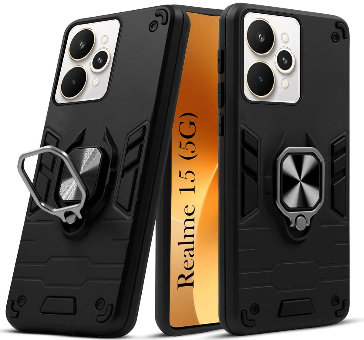 For Realme 15 Back Cover Case Hybrid Armor |Ring Holder Kickstand