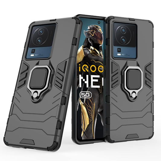 For iQOO Neo 7 5G Back Cover Case Hybrid Armor |Ring Holder Kickstand