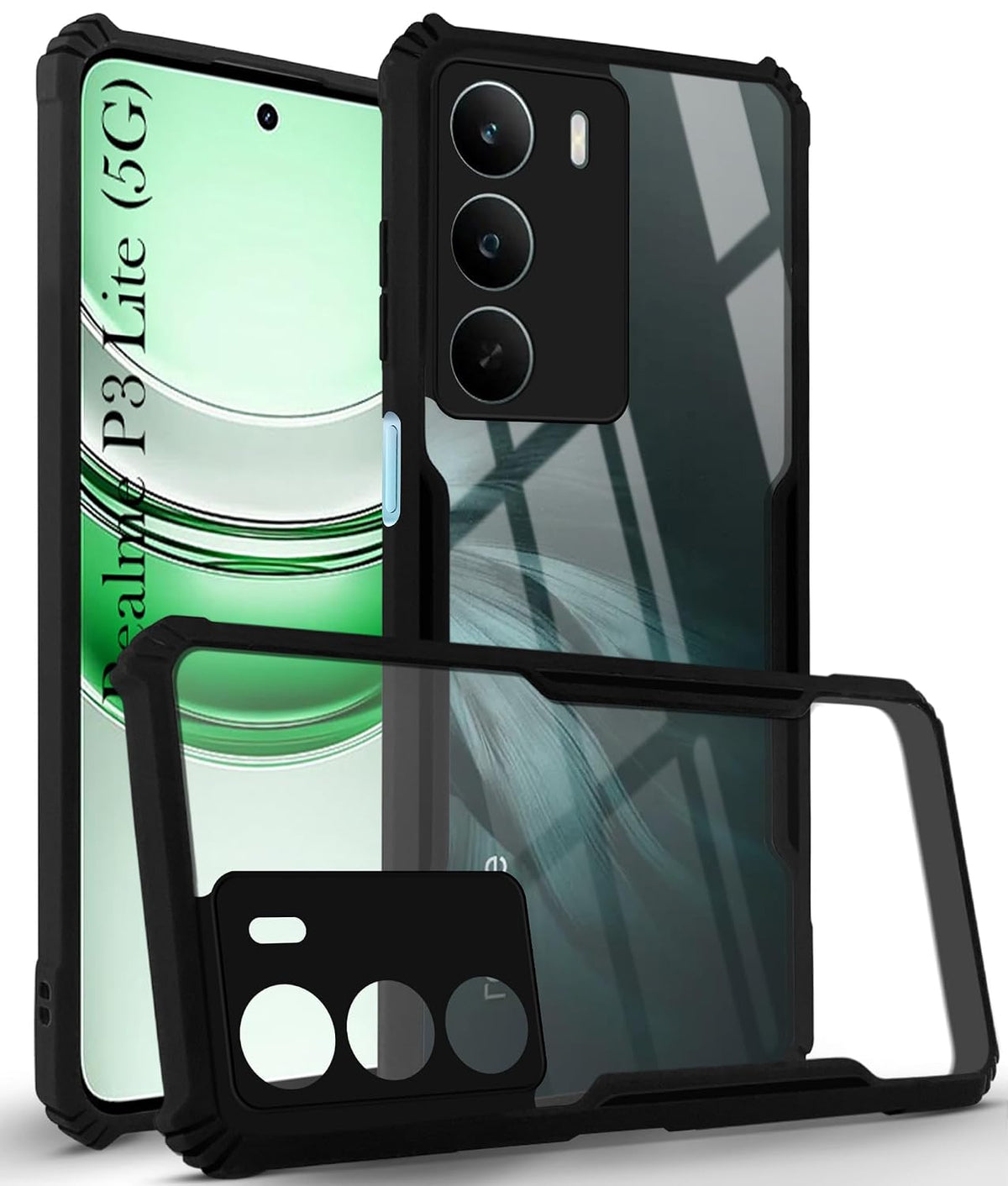 Realme P3 Lite Back Cover (Black Bumper)