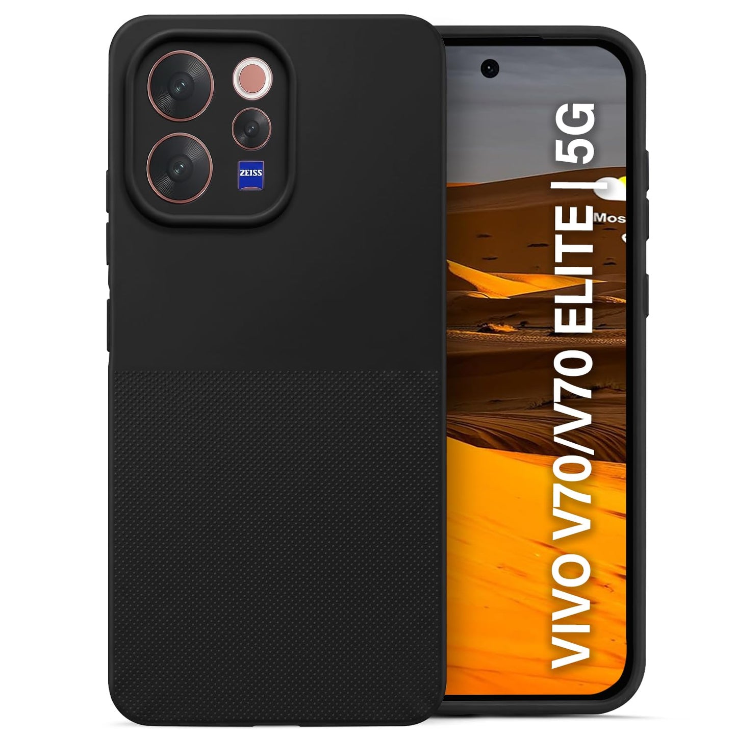 Vivo V70 5G /Vivo V70 Elite 5G ( Black Silicone Cover)