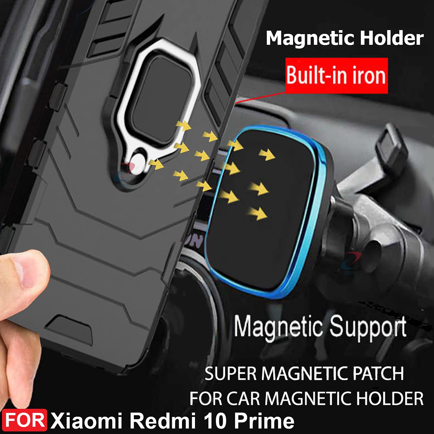 Hybrid Rugged Armor Kickstand Case for Redmi 10 Prime