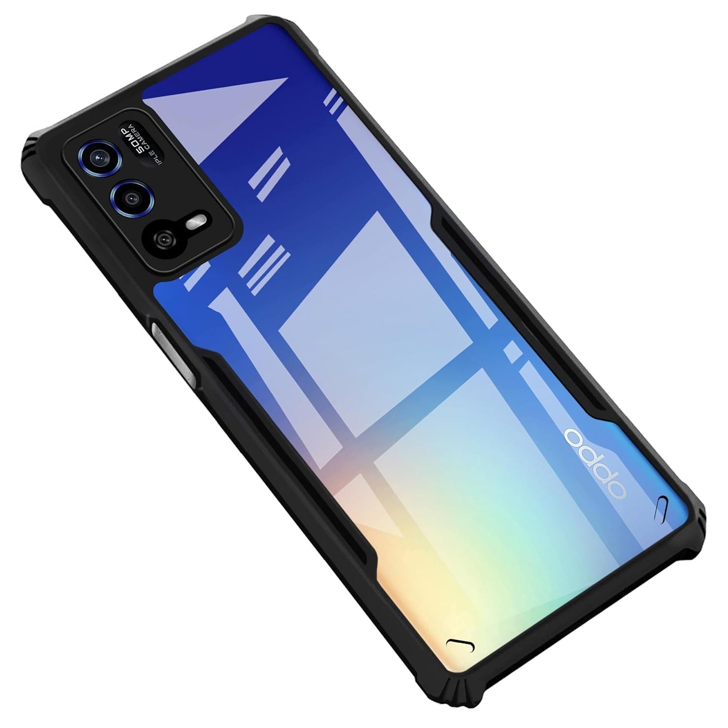 Oppo A55 Back Cover (Black Bumper)