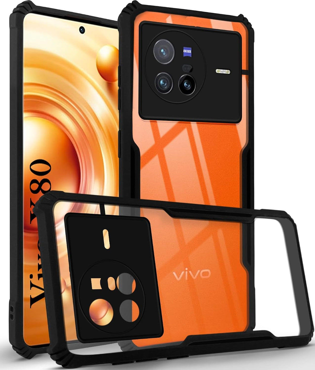 Vivo X80 Back Cover (Black Bumper)