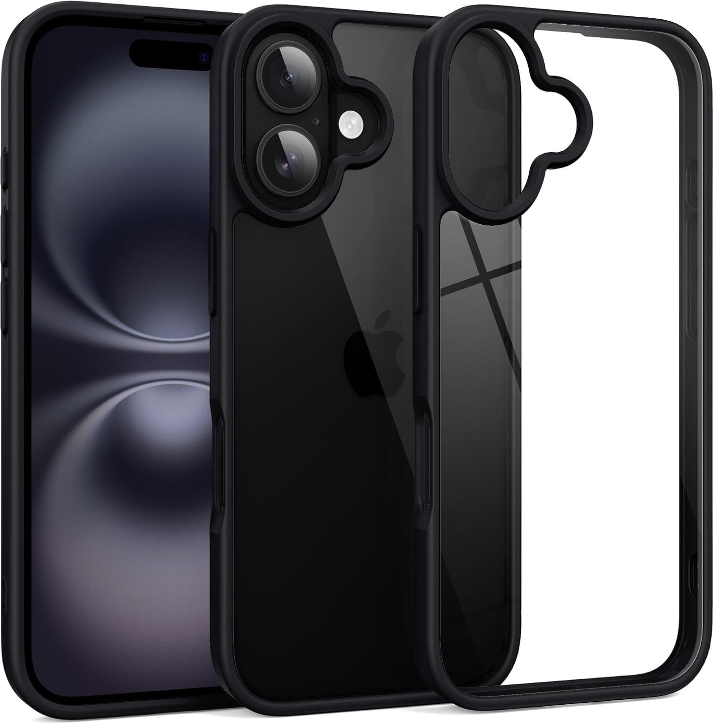 iPhone 16 Hard Clear Back Silicone Edge Four Corner Airbags Phone Cover