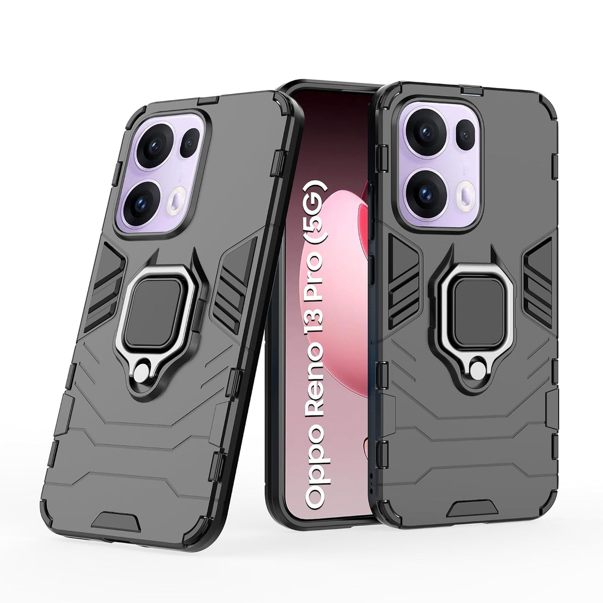 For Oppo Reno 13 Pro 5G Back Cover Case Hybrid Armor |Ring Holder Kickstand
