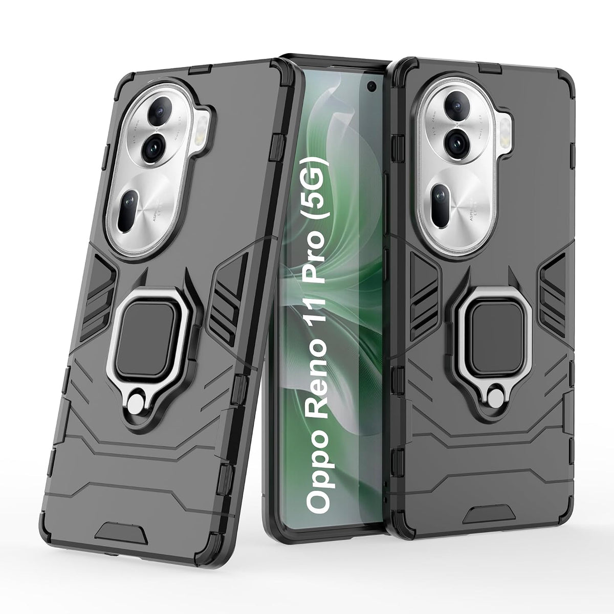 For Oppo Reno 11 Pro 5G Back Cover Case Hybrid Armor |Ring Holder Kickstand