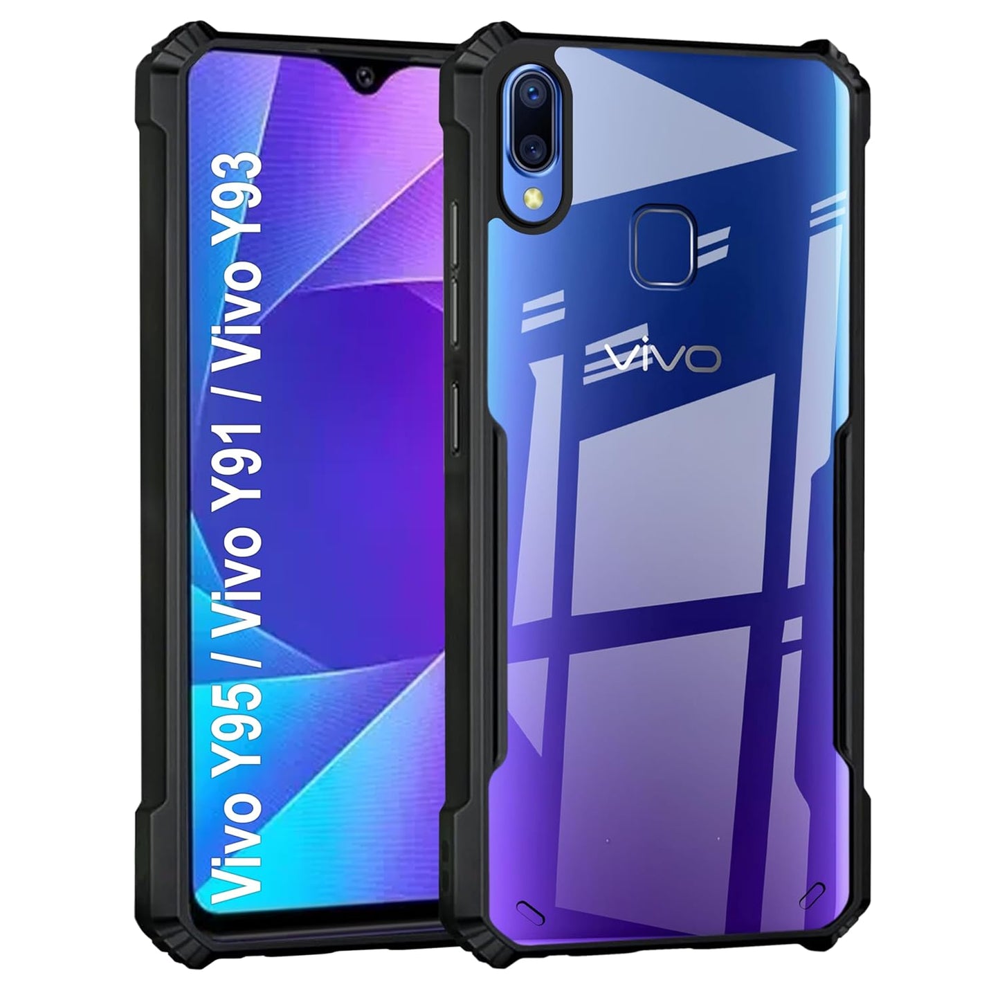 Vivo Y91/Y93/Y95 Back Cover (Black Bumper)