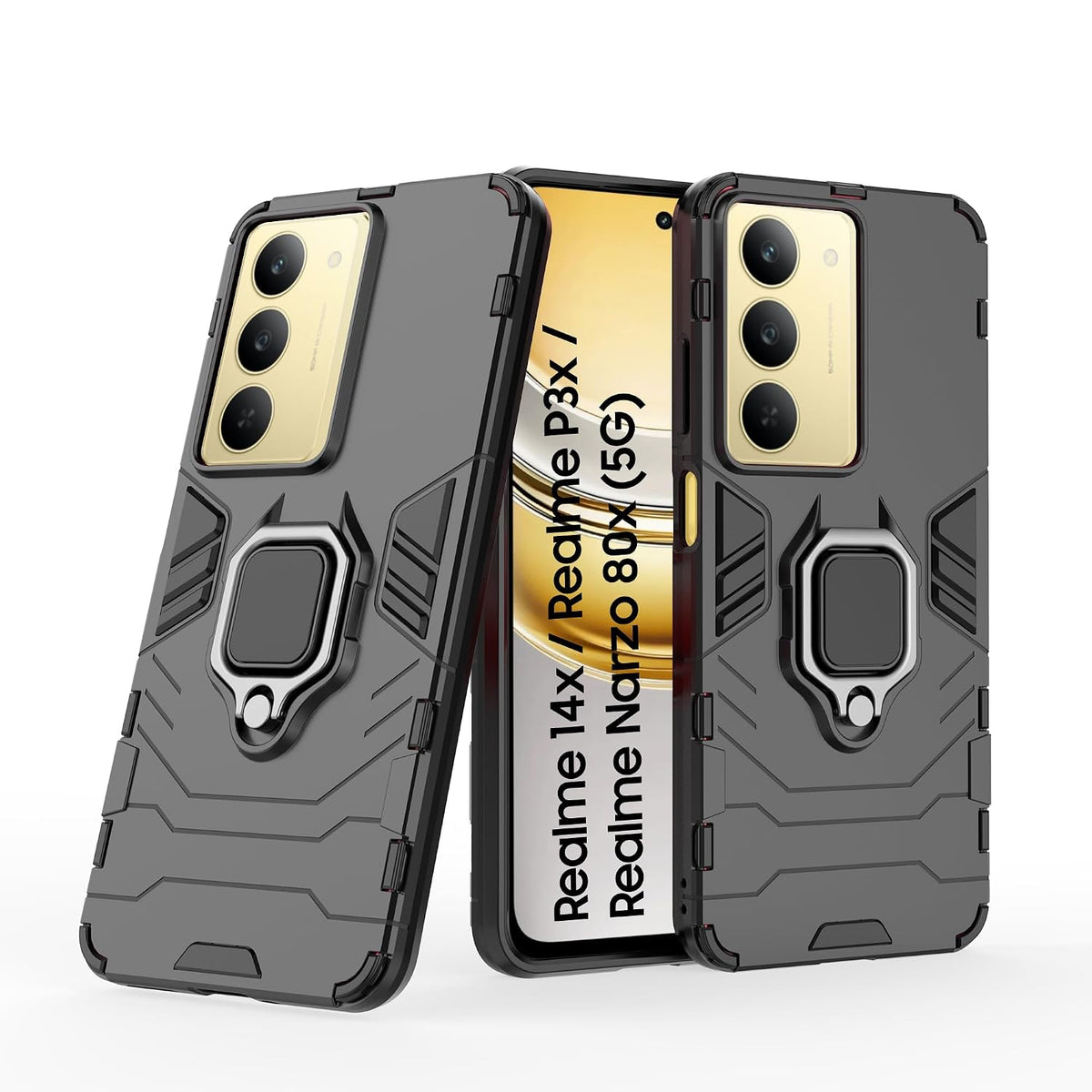 For Realme 14X Back Cover Case Hybrid Armor |Ring Holder Kickstand