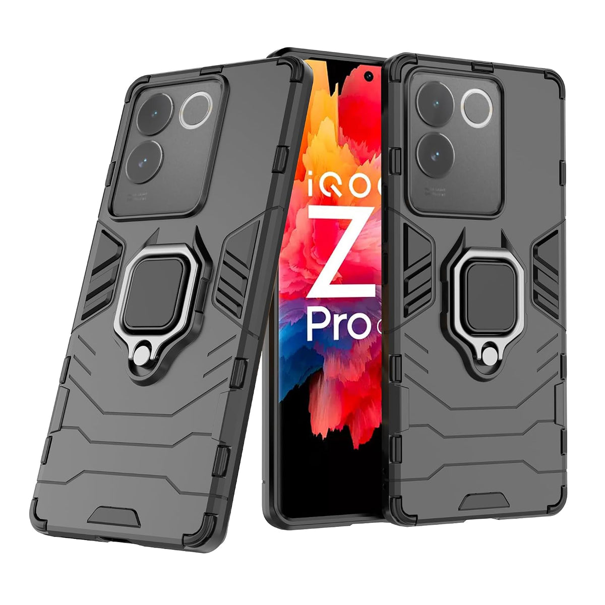 For iQOO Z7 Pro 5G Back Cover Case Hybrid Armor |Ring Holder Kickstand
