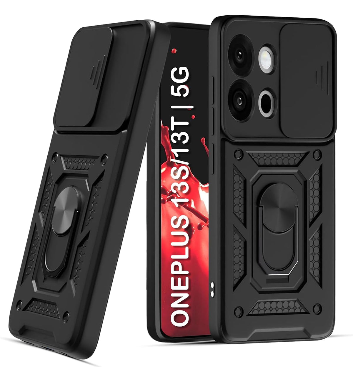 For OnePlus 13T Back Cover Case Hybrid Armor |Ring Holder Kickstand