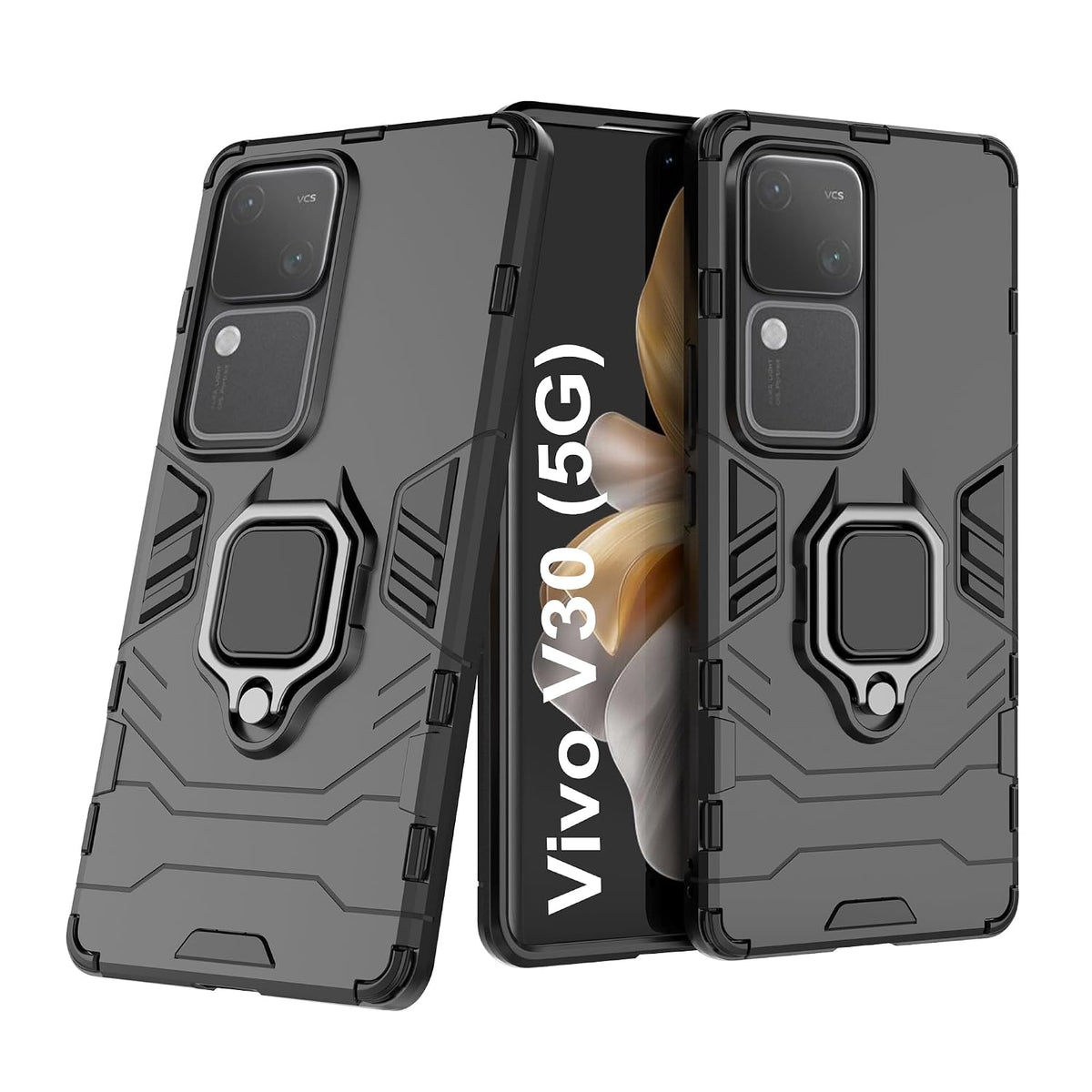 For Vivo V30 Pro 5G Back Cover Case Hybrid Armor |Ring Holder Kickstand