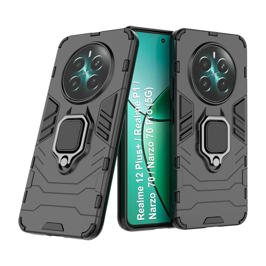 For Realme 12 Plus 5G Back Cover Case Hybrid Armor |Ring Holder Kickstand