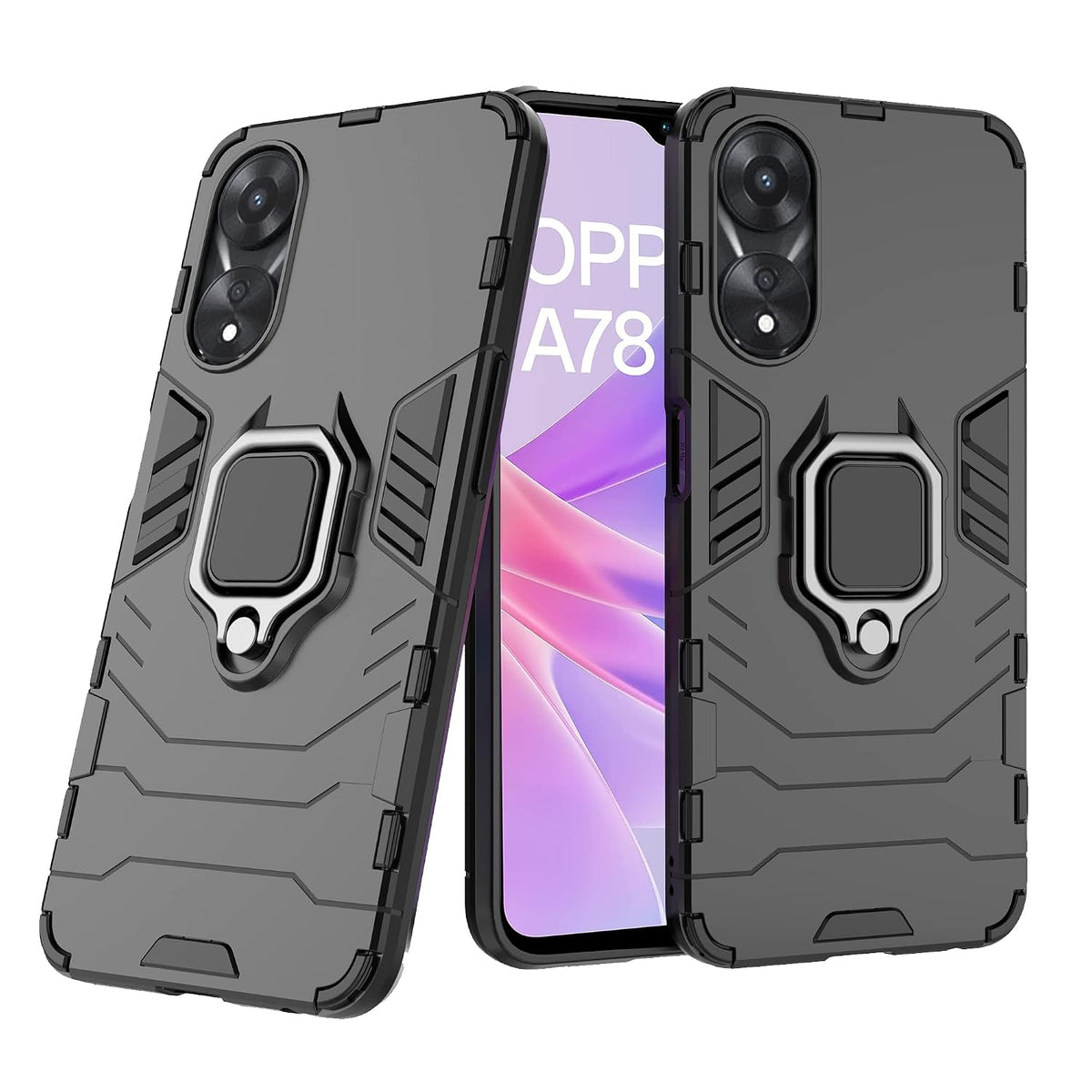 For Oppo A78 5G Back Cover Case Hybrid Armor |Ring Holder Kickstand