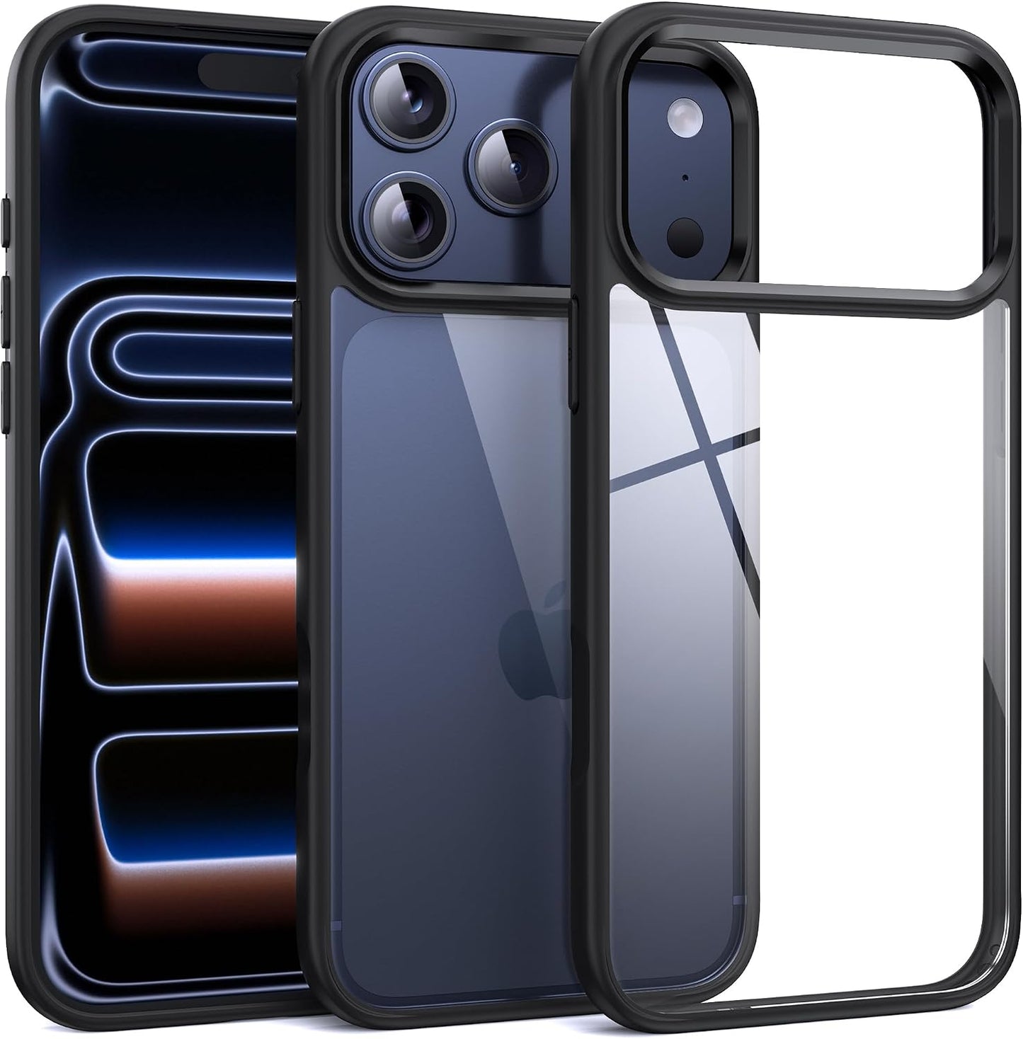 iPhone 17 Pro Hard Clear Back Silicone Edge Four Corner Airbags Phone Cover