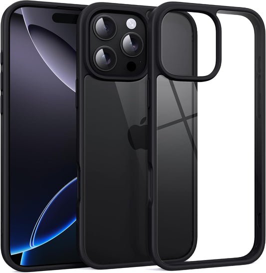 iPhone 16 Pro Max Hard Clear Back Silicone Edge Four Corner Airbags Phone Cover