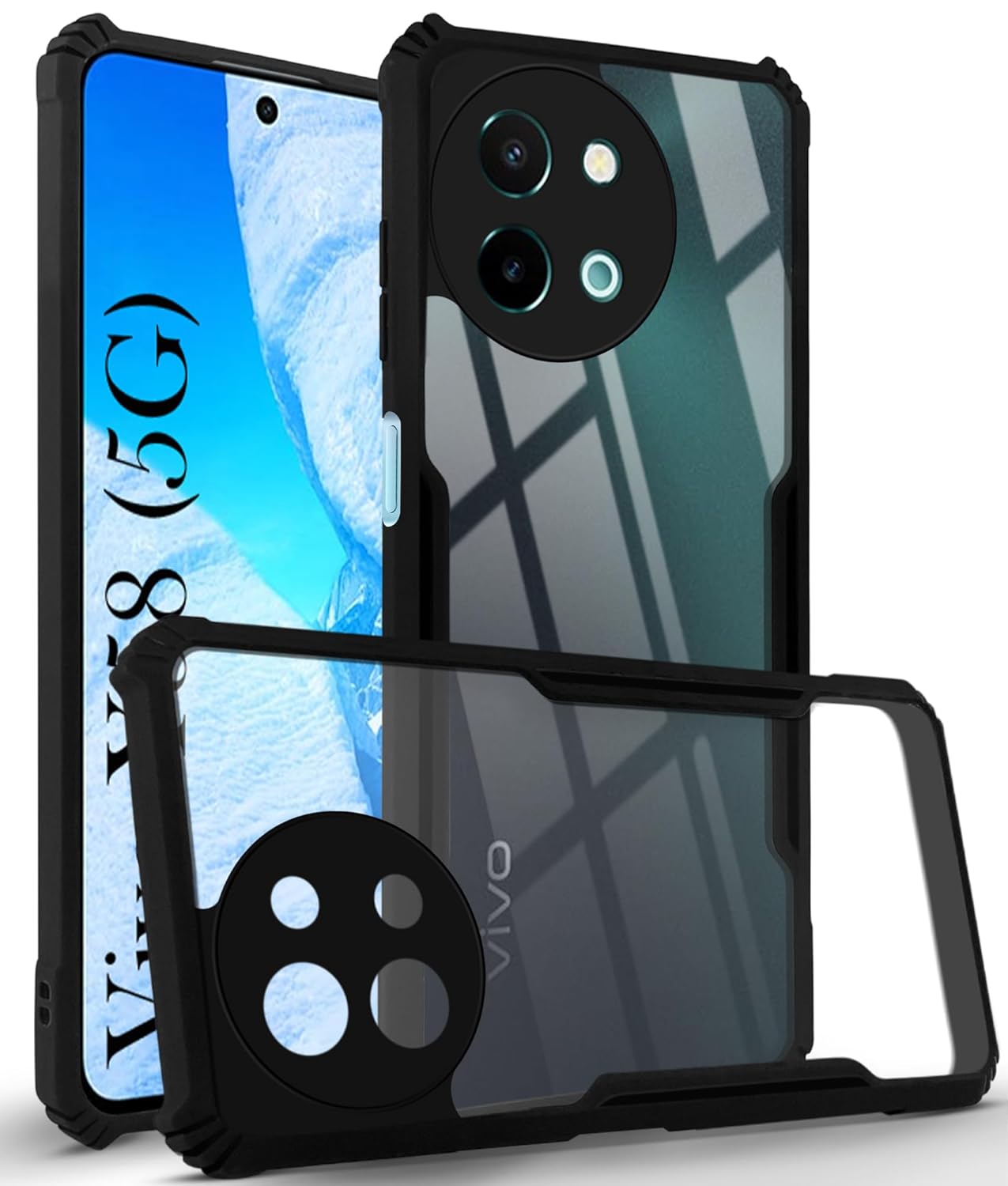 Vivo Y58 5G/ Y38 5G Back Cover (Black Bumper)