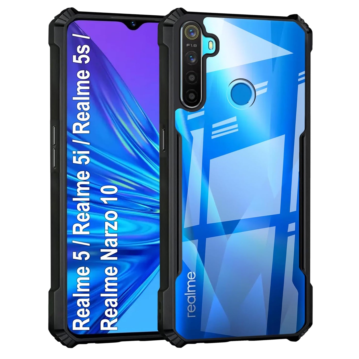 Realme Narzo 10 Back Cover (Black Bumper)