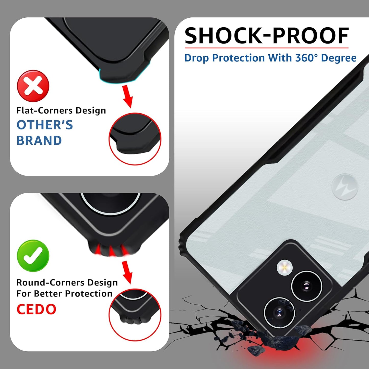 Moto Edge G84 5G Back Cover (Black Bumper)