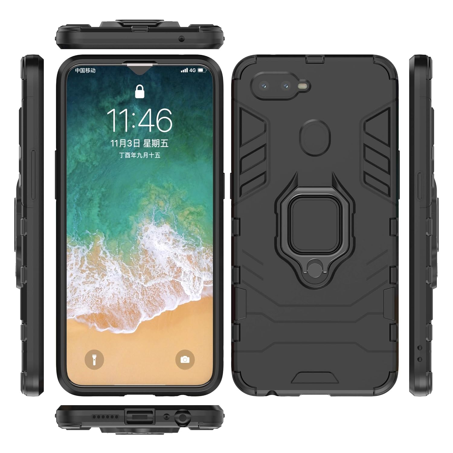 Hybrid Rugged Armor Kickstand Case for Oppo A7/A5s/A12