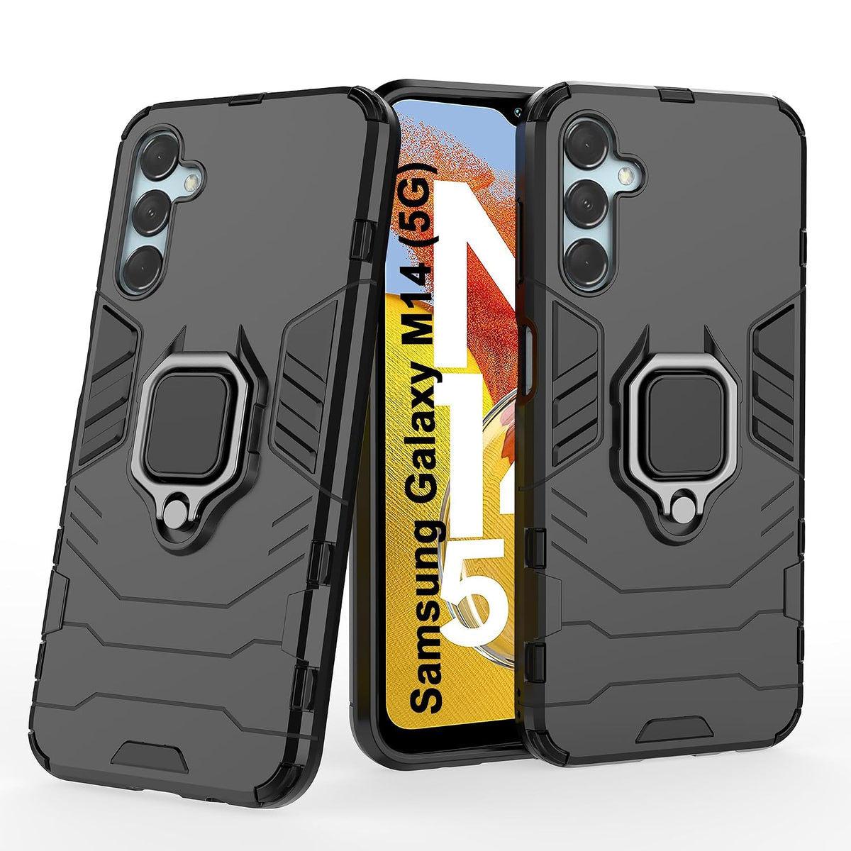 For Samsung M14 5G Back Cover Case Hybrid Armor |Ring Holder Kickstand