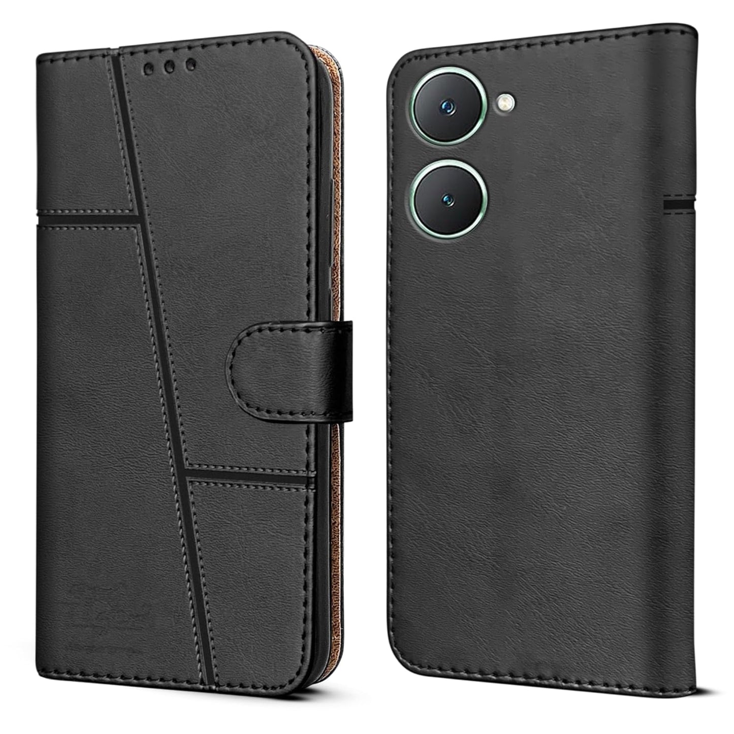 Vivo Y18/Y18e Flip Case Cover ( Black )