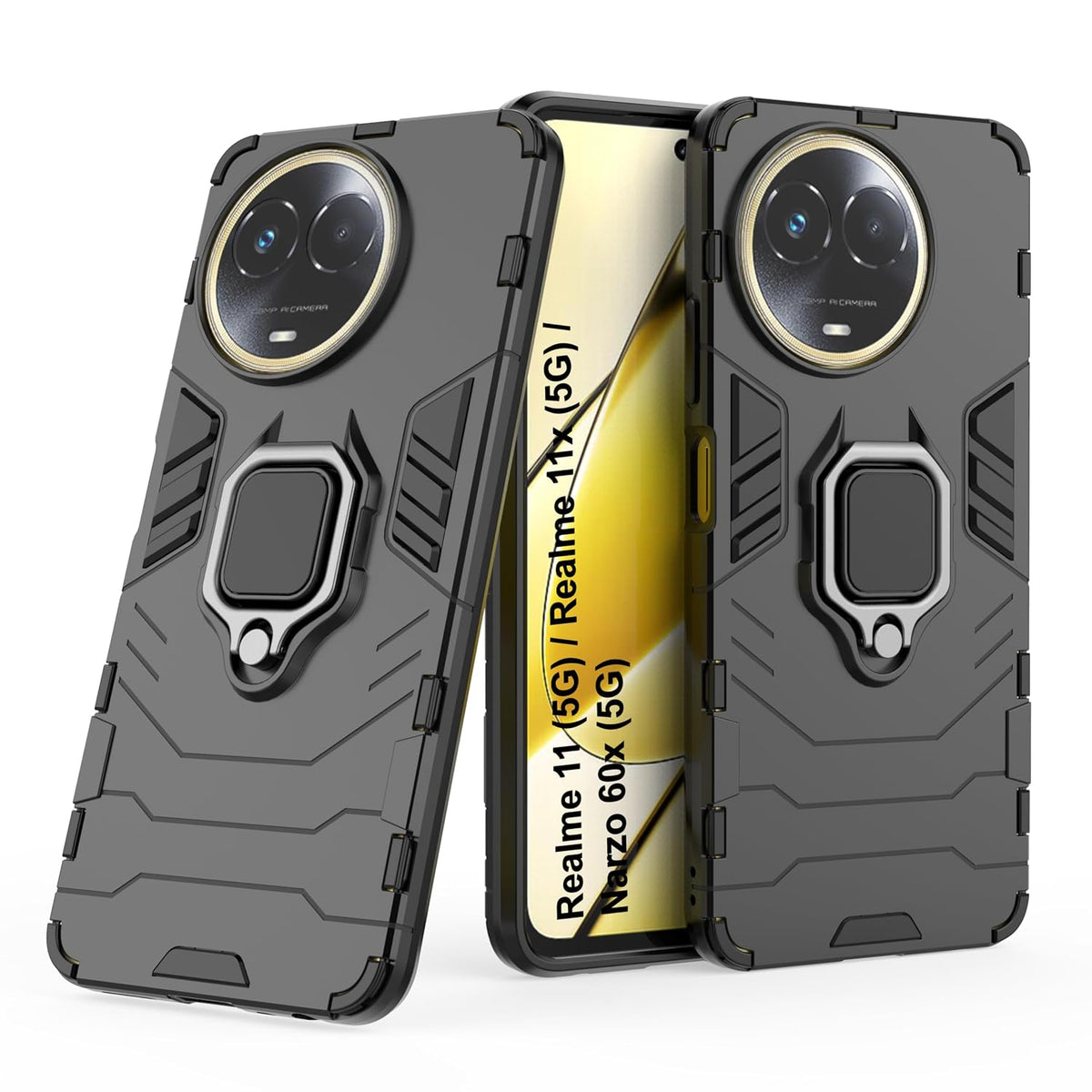 For Realme 11x 5G Back Cover Case Hybrid Armor |Ring Holder Kickstand