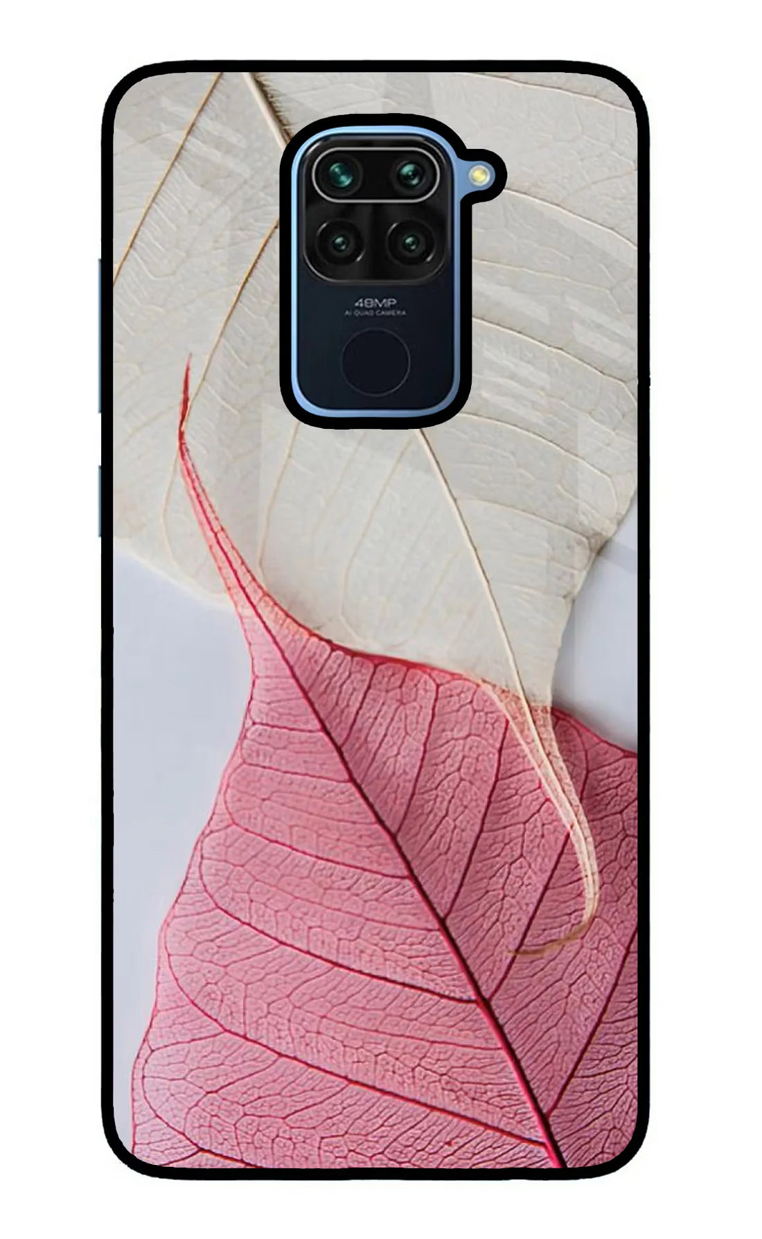 White Pink Leaf Redmi Note 9 Back cover