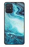 Blue Glitter Marble Samsung A71 Glass Case