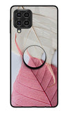 White Pink Leaf Samsung F62 Glass Case