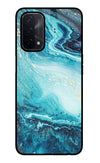 Blue Glitter Marble Oppo A74 5G Glass Case