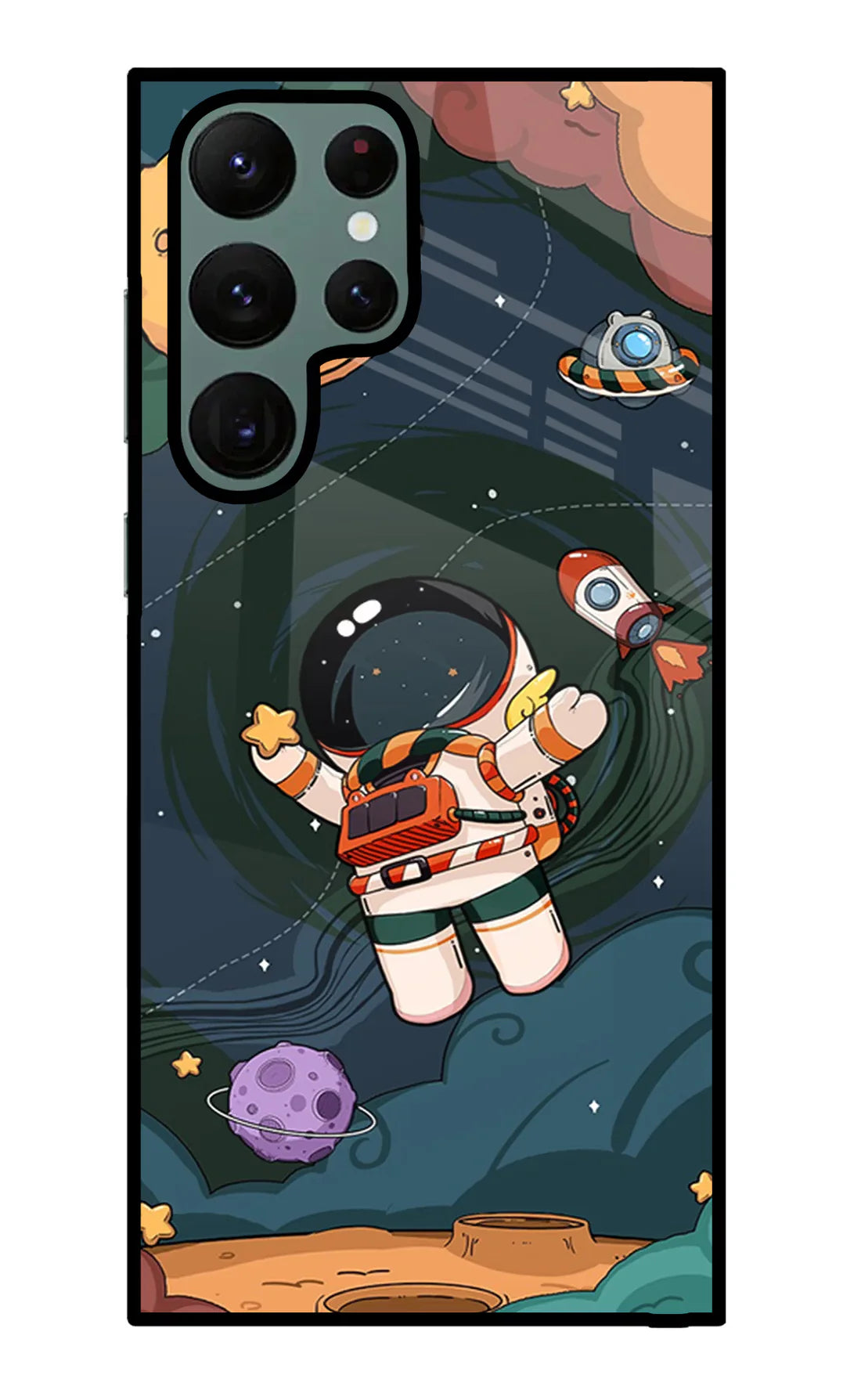 Cartoon Astronaut Samsung S22 Ultra Back cover