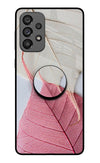 White Pink Leaf Samsung A73 5G Glass Case