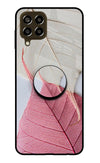 White Pink Leaf Samsung M33 5G Glass Case