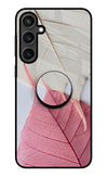 White Pink Leaf Samsung S23 Glass Case