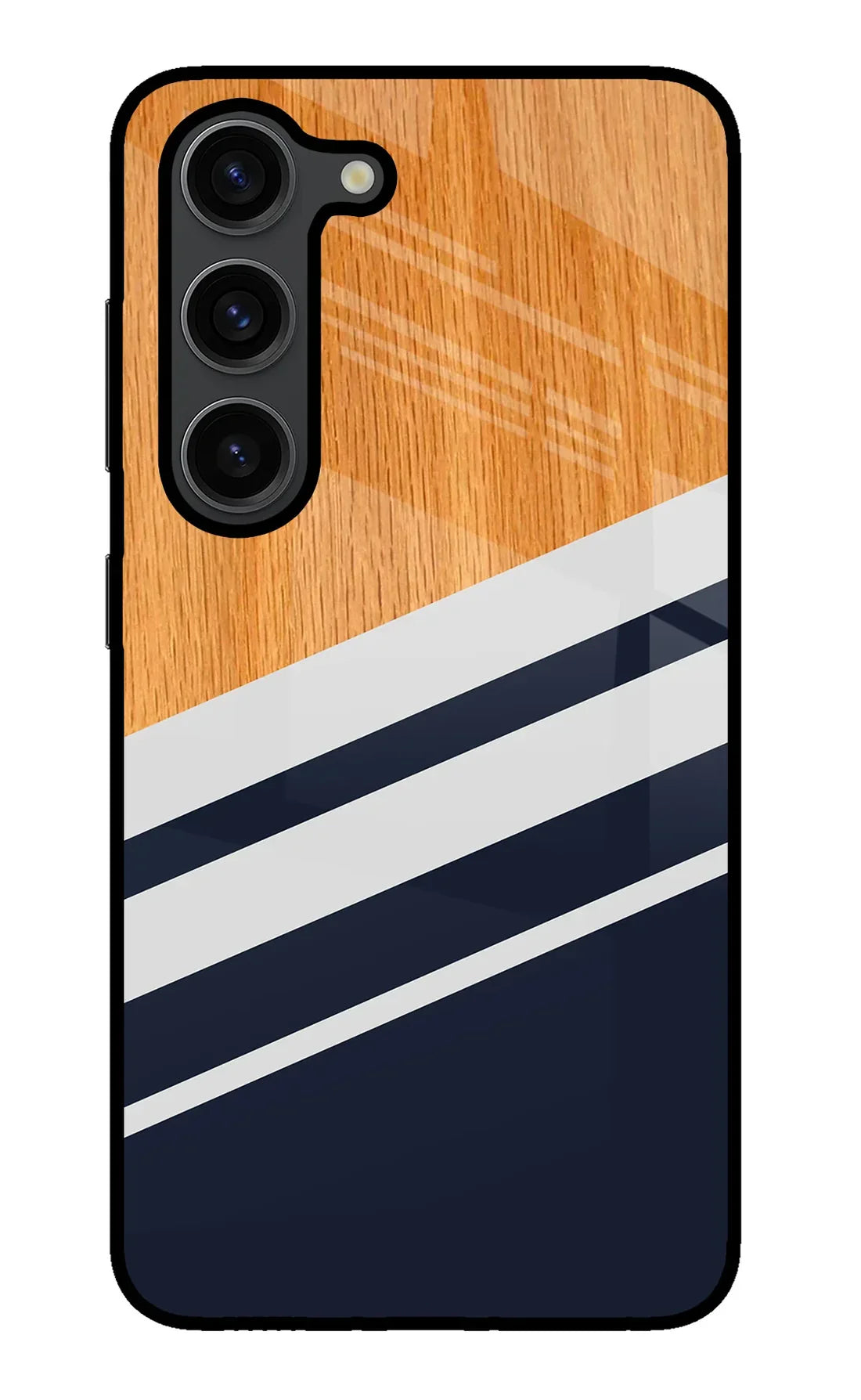 Blue and white wooden Samsung S23 Plus Back cover