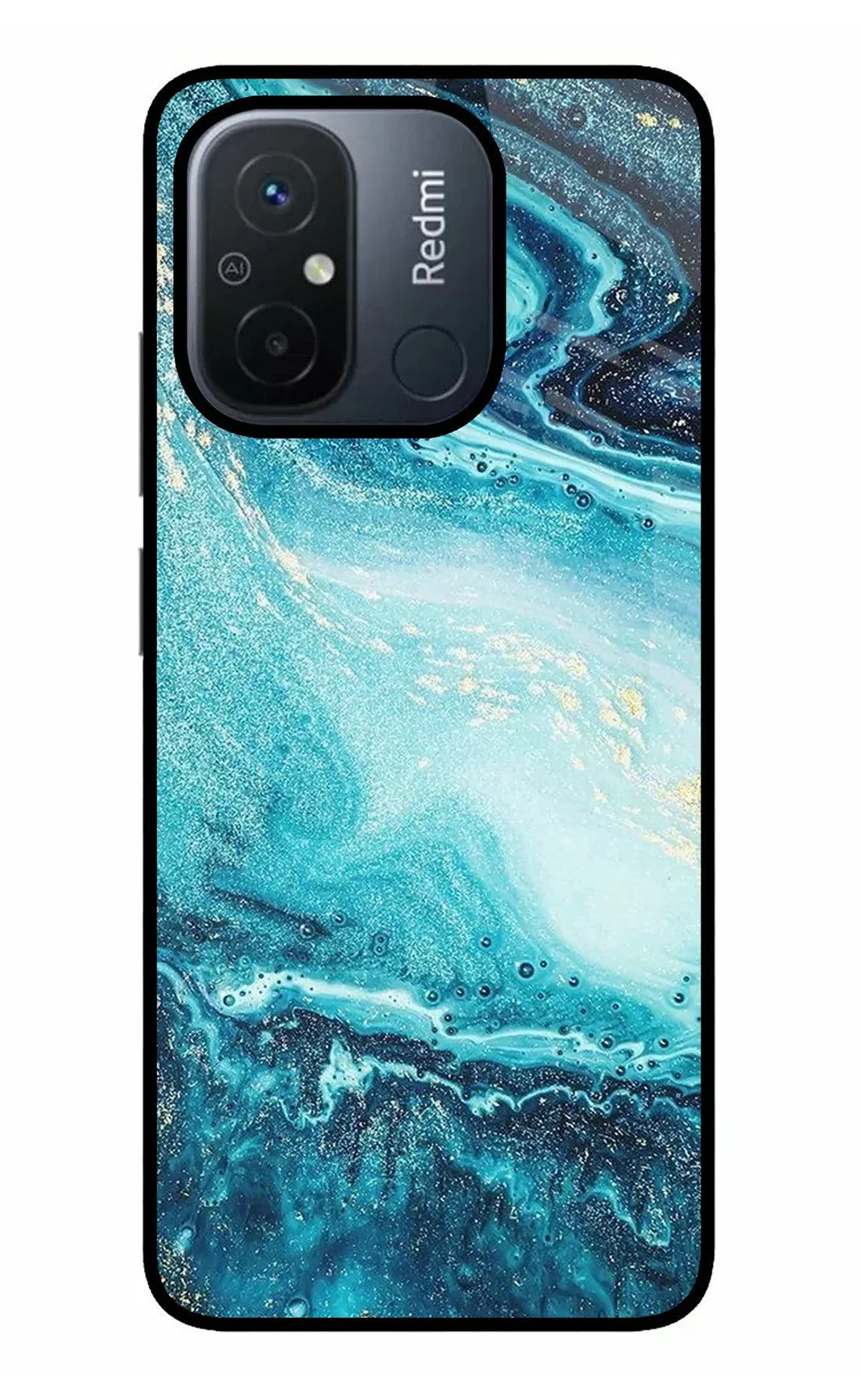 Blue Glitter Marble Redmi 12C  Back cover