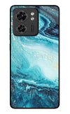 Blue Glitter Marble Moto Edge 40 Glass Case