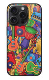 Music Instrument Doodle iPhone 15 Pro Glass Case