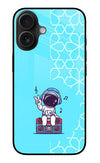 Cute Astronaut Chilling iPhone 16 Plus Glass Case