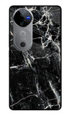 Black Marble Texture Vivo V40 5G Glass Case