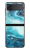 Blue Glitter Marble Samsung Galaxy Z Flip3 Glass Case