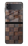 Wooden Cube Design Samsung Galaxy Z Flip4 Glass Case