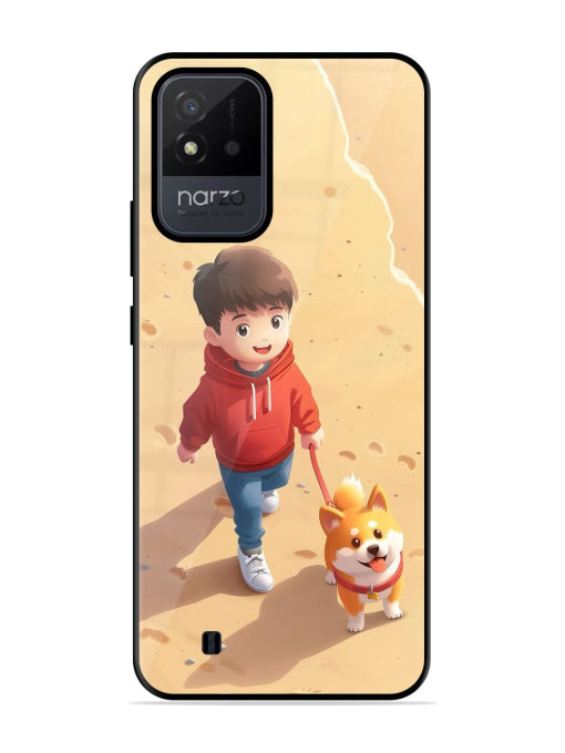 Boy & Cute Dog Realme Narzo 50i Back cover