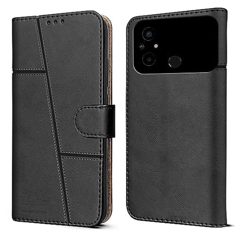 Leather Wallet Cover for POCO C55
