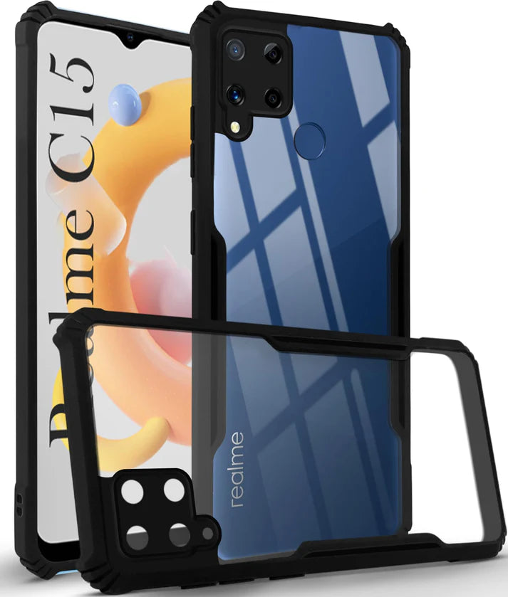 Realme C15 Back Cover (Black Bumper)